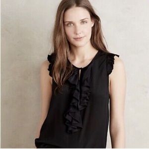 Anthropologie Maeve hermine silk tank top black blouse shirt